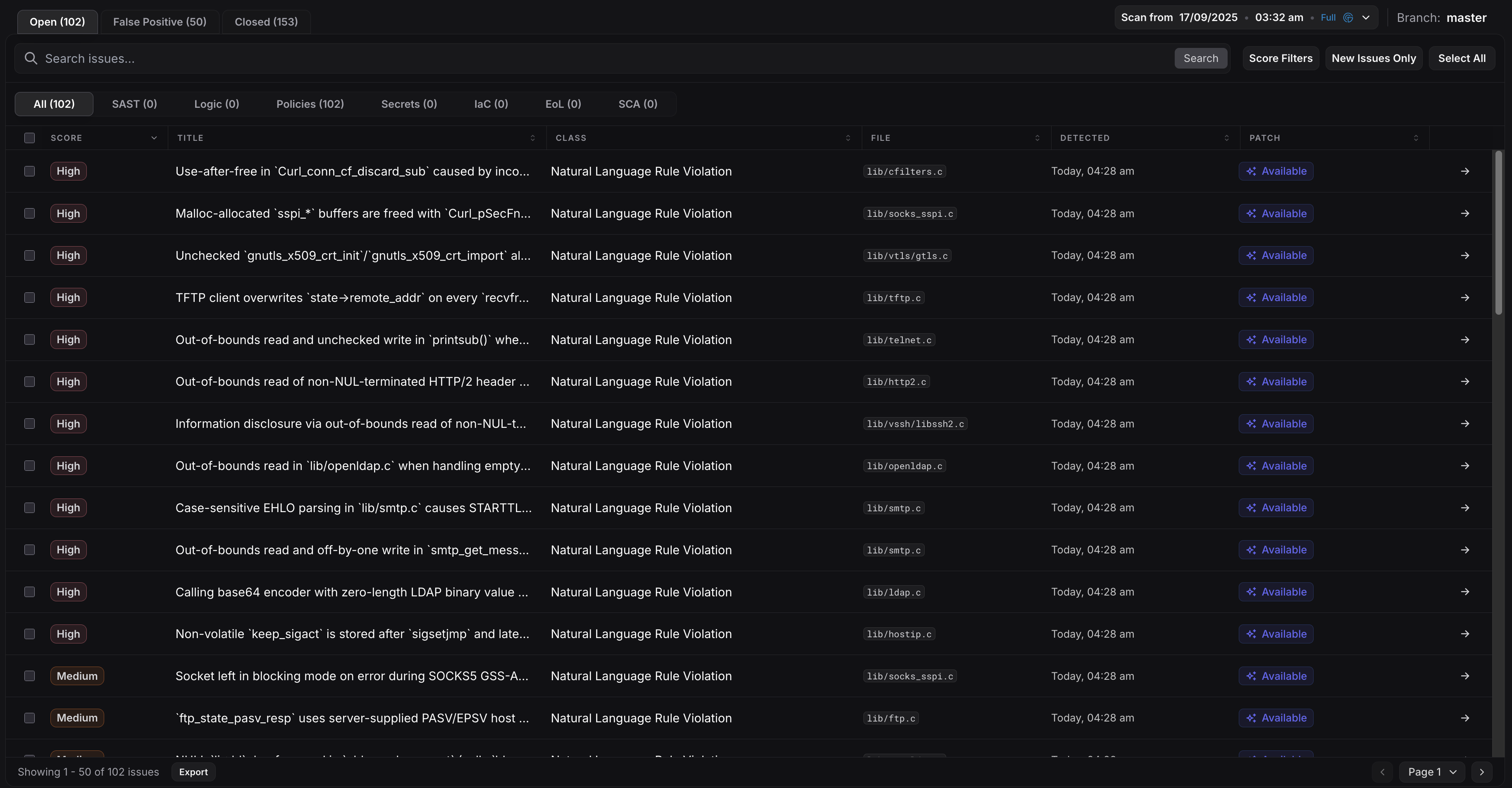 ZeroPath Issue Dashboard