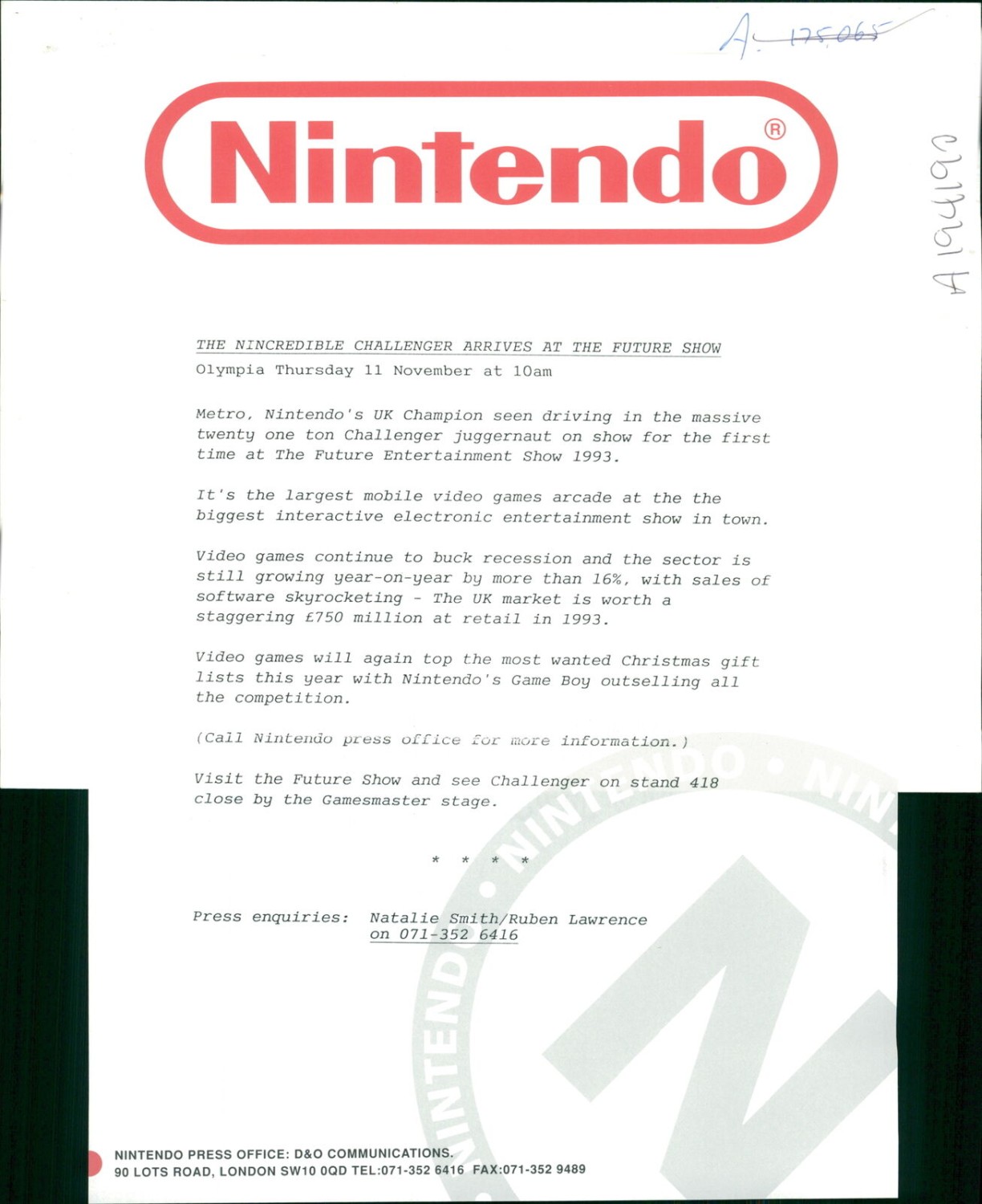 Nintendo Challenger Press Release