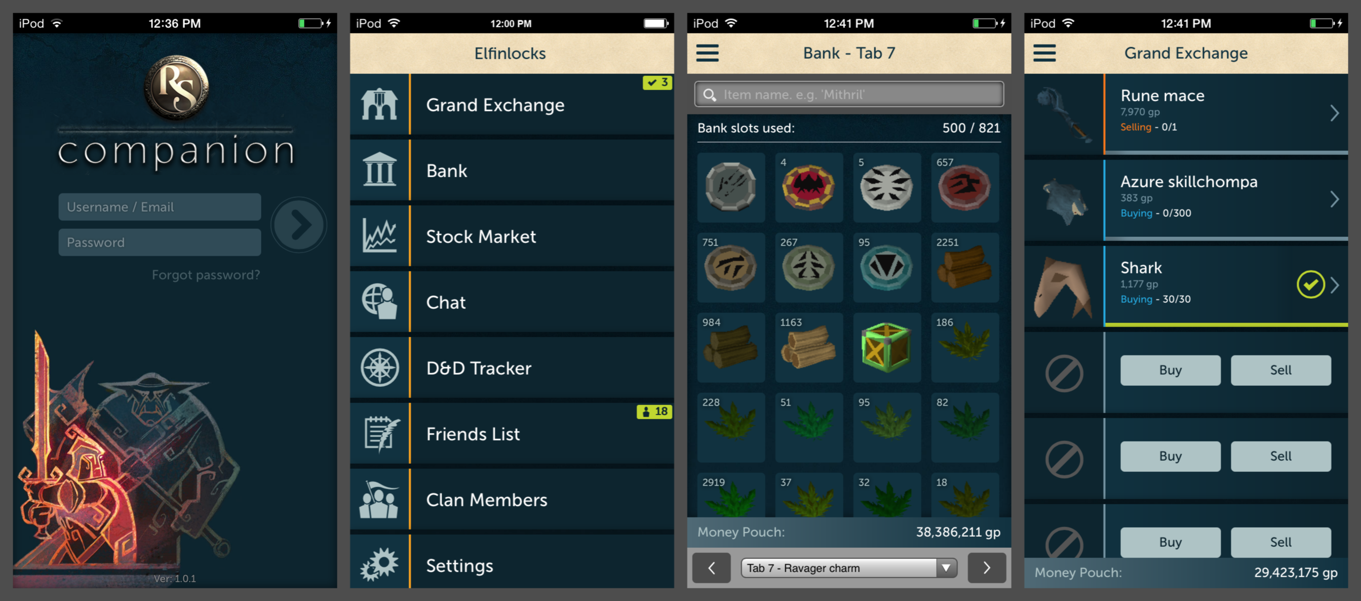 The RuneScape Companion App on iOS