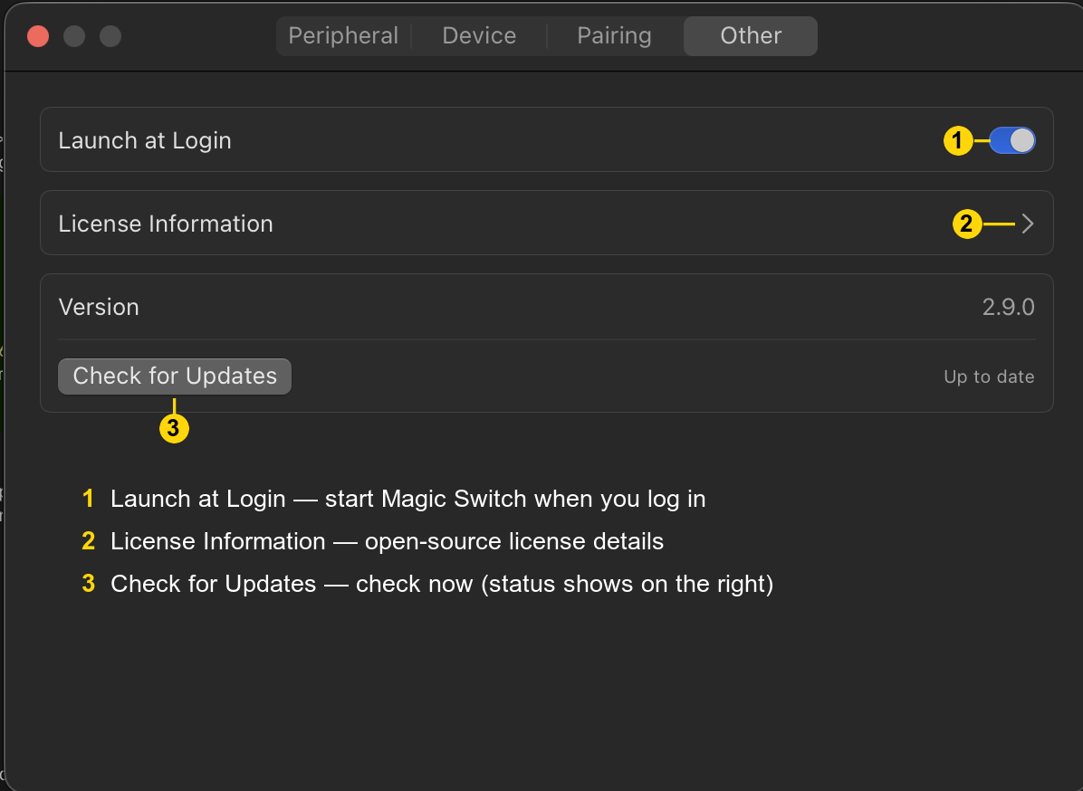 Other settings tab