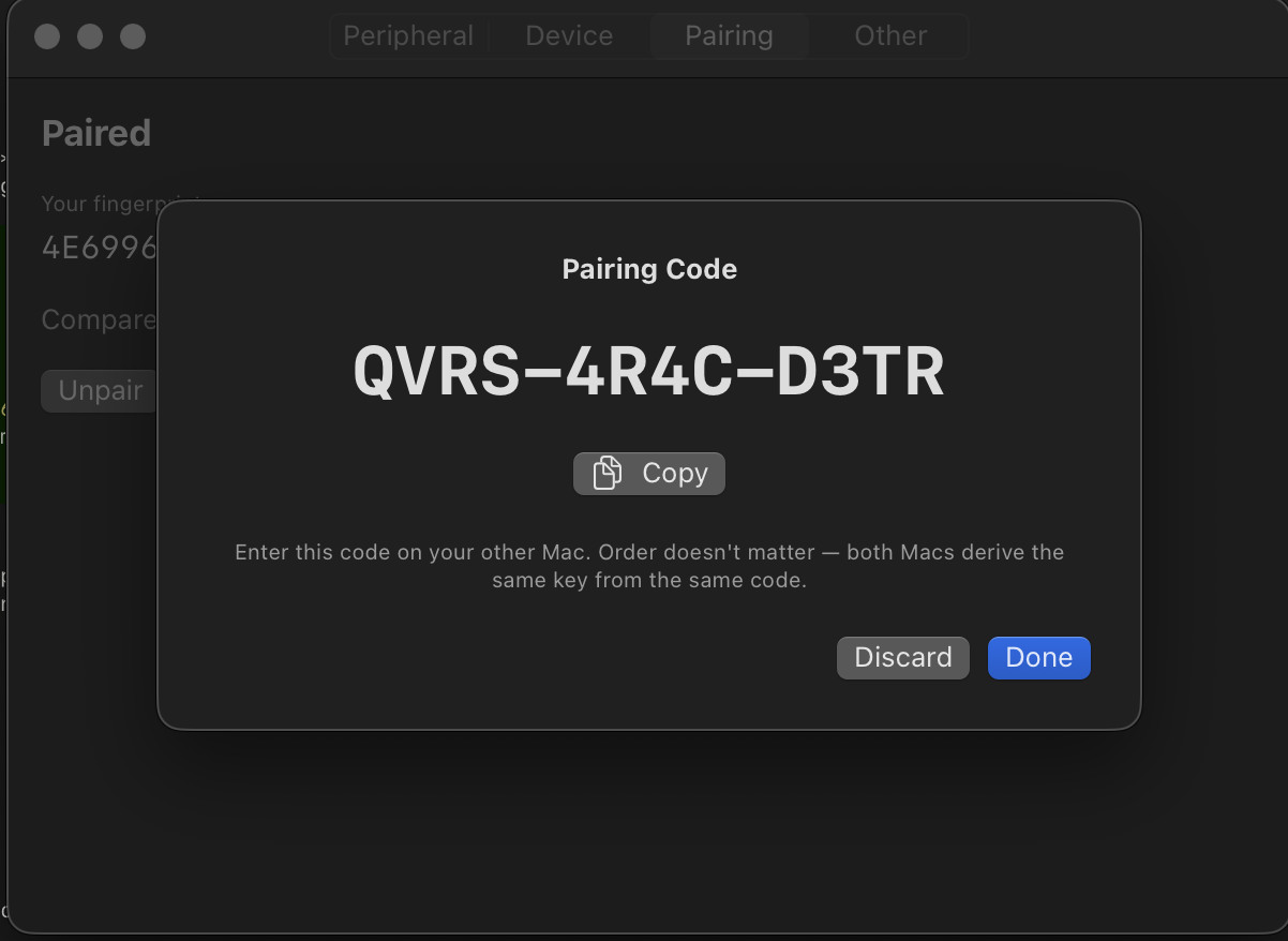 Generating a pairing code