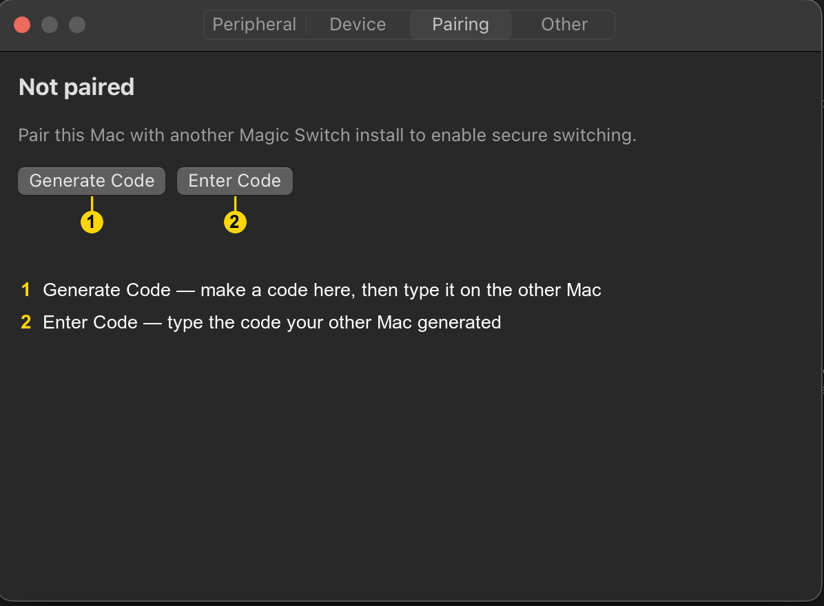 Pairing tab before setup