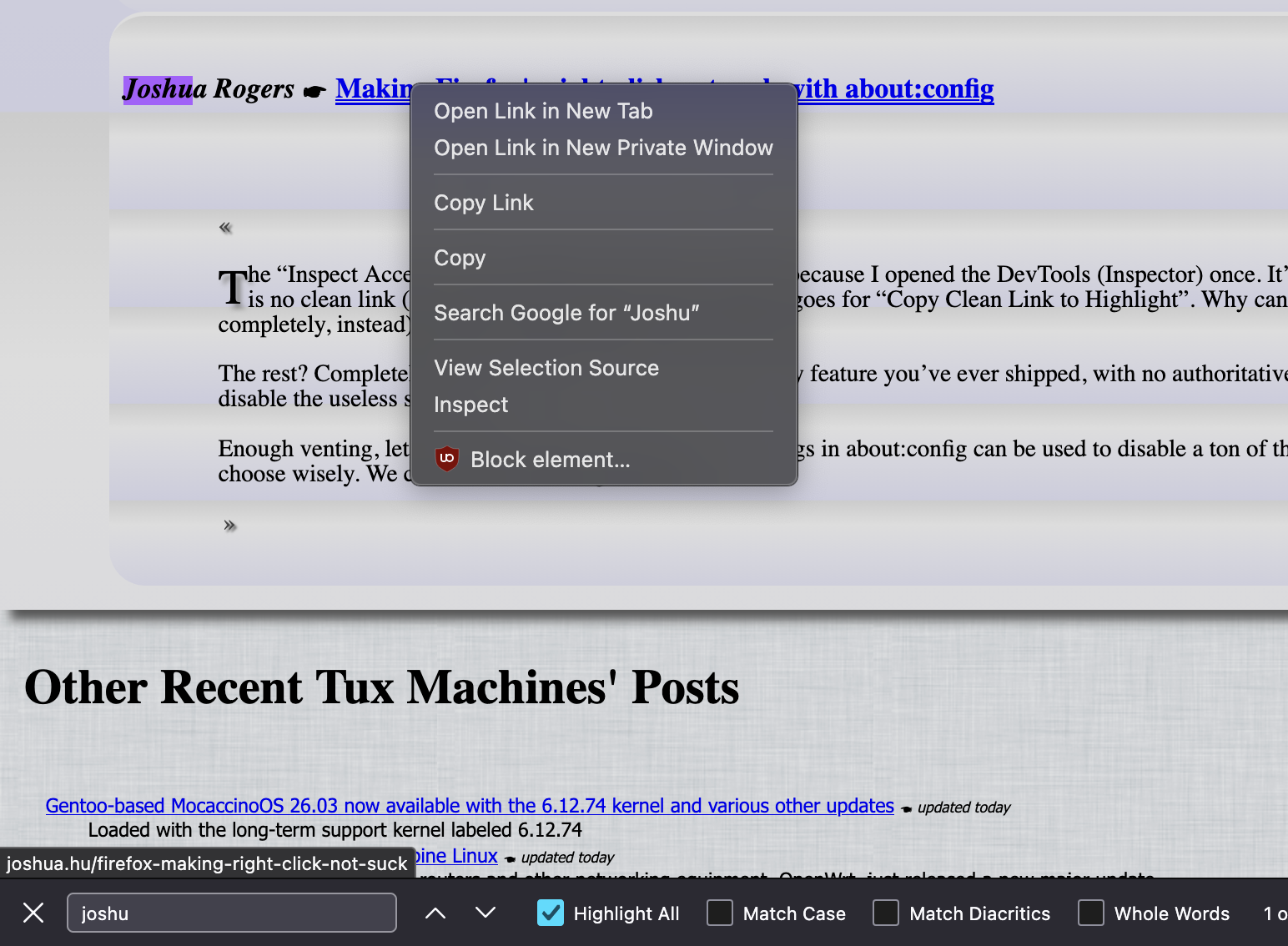 Two right-clicks after a find