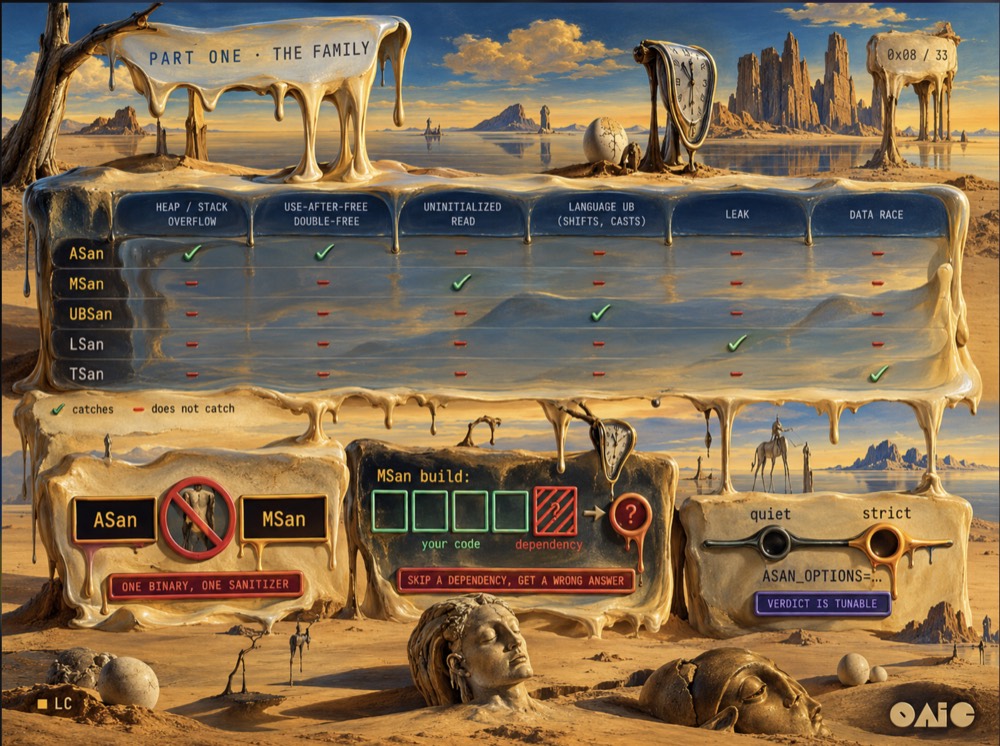 The sanitizer family slide, in the style of Salvador Dalí's The Persistence of Memory