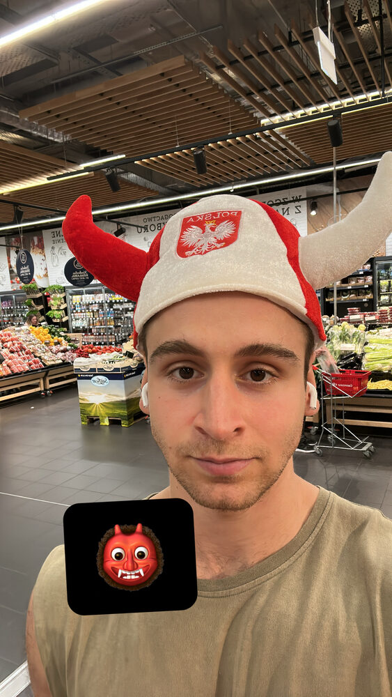 A Polish horned hat, in the supermarket